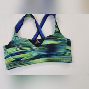 Adidas Sports Bra Racerback Green/Blue/yellow Womens S 2015